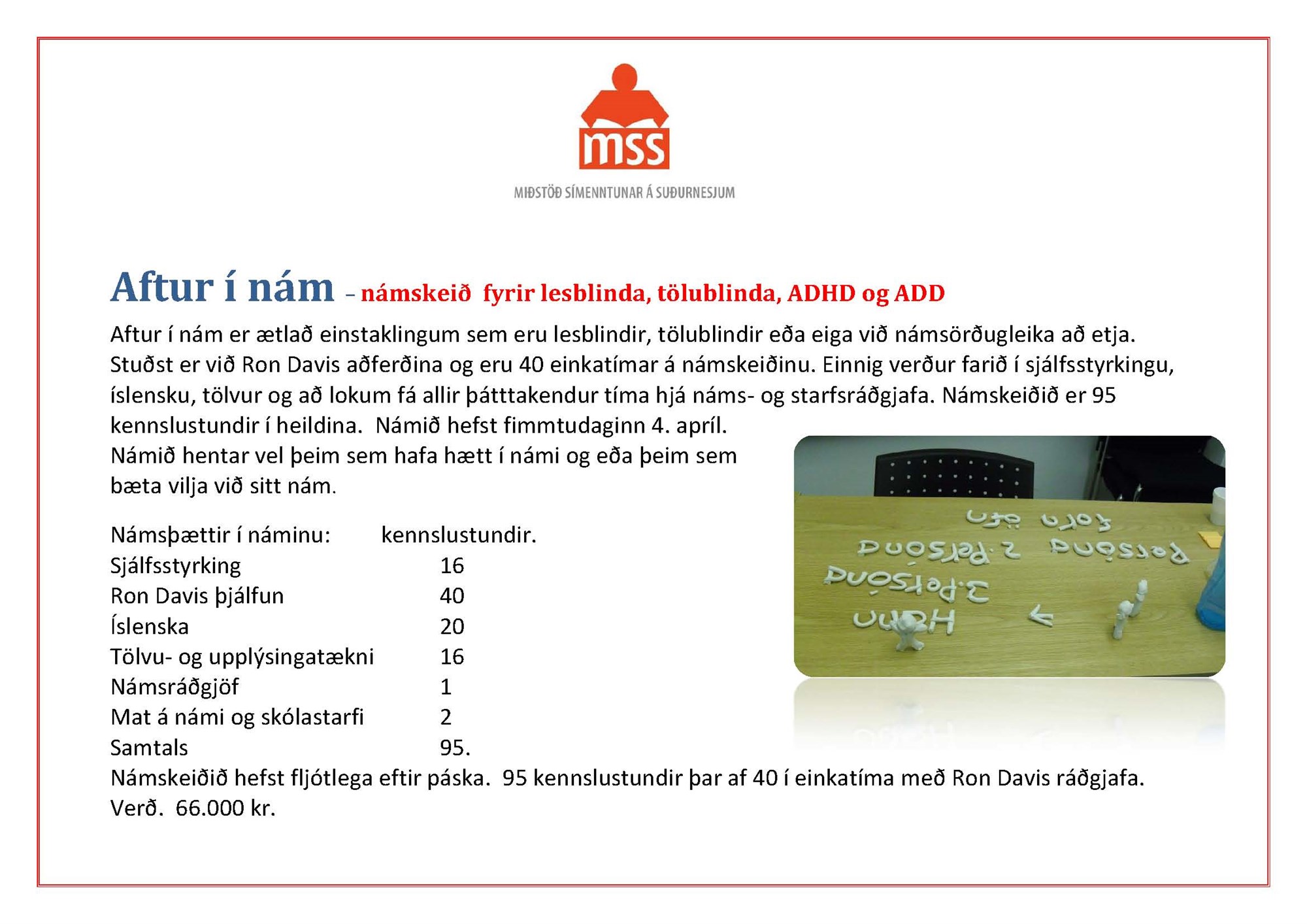Aftur í nám-nám fyrir les- og tölublinda, ADHD og ADD