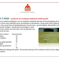 Aftur í nám-nám fyrir les- og tölublinda, ADHD og ADD